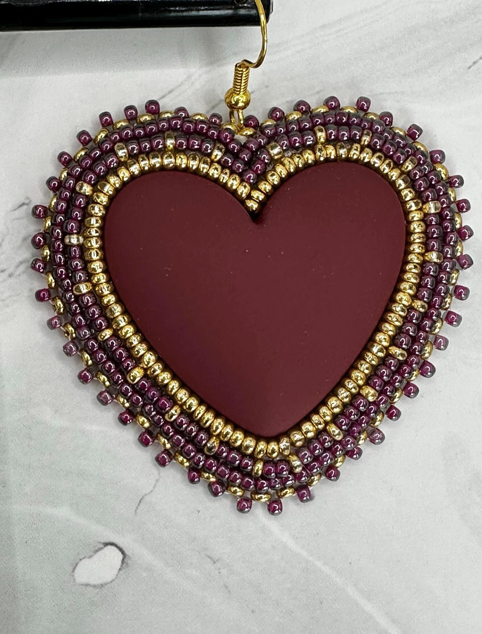 Thumbnail: Burgundy Heart Earrings 