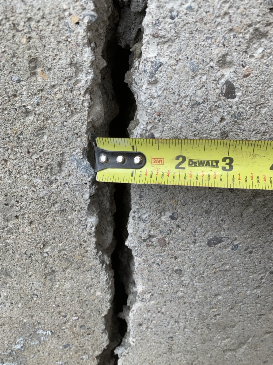 A large crack in a foundation wall