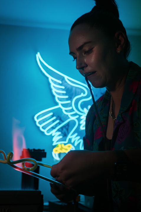 neon, artist, portrait, neon bender