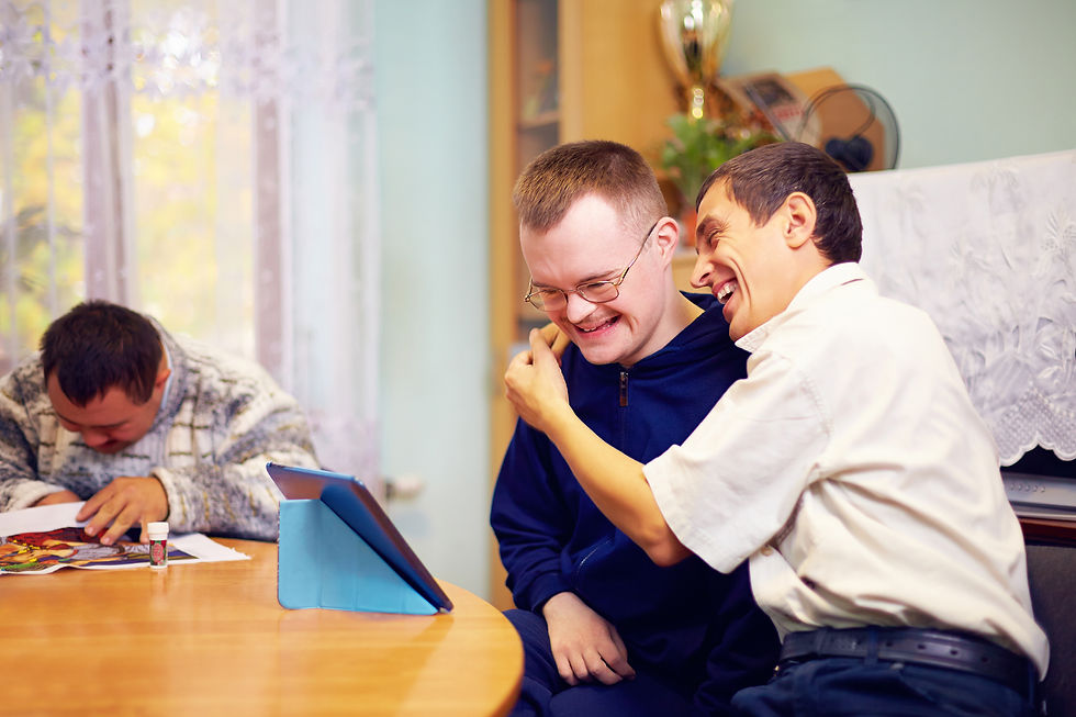 happy friends with disability socializing through internet.jpg