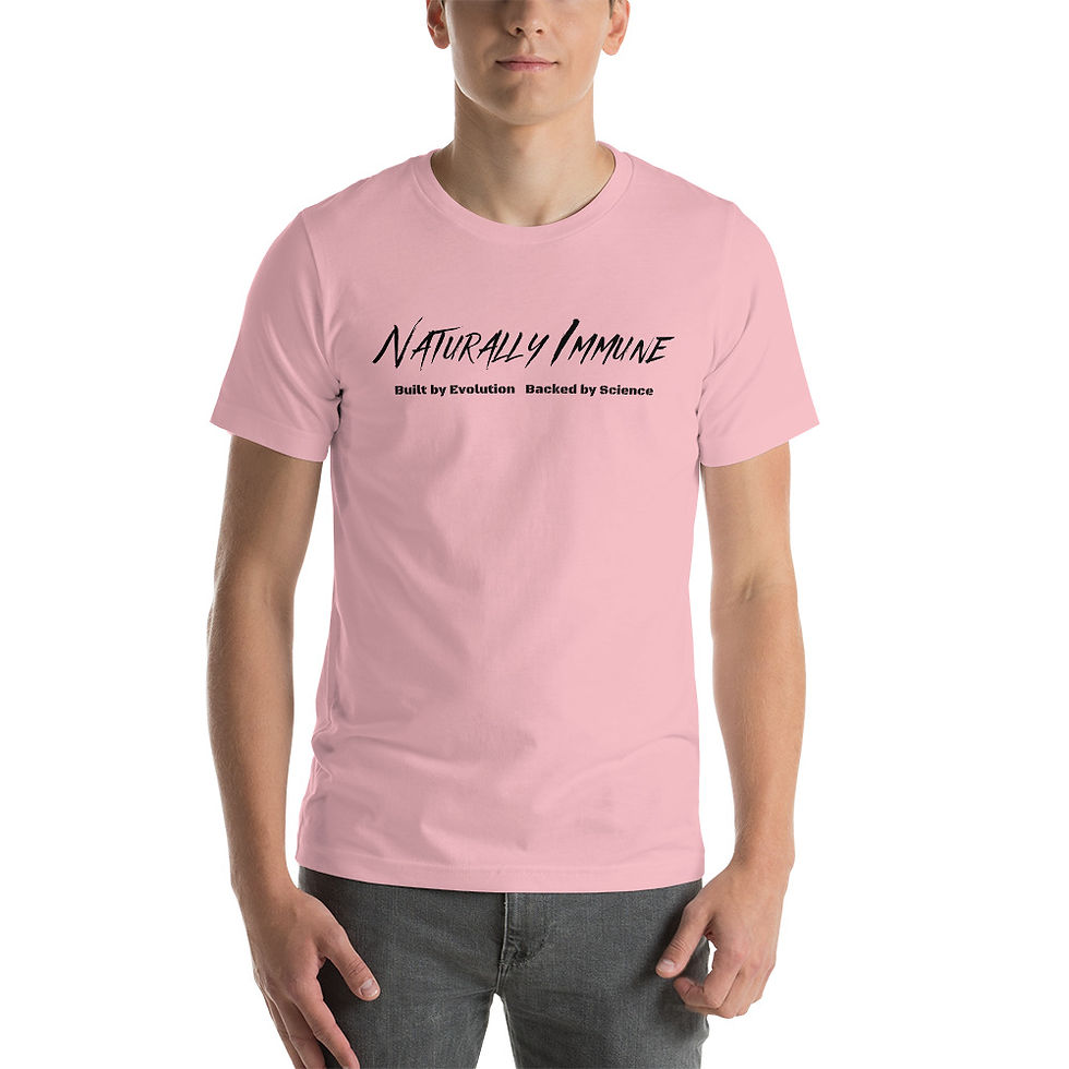 Thumbnail: Short-Sleeve Unisex T-Shirt -S/M - Naturally Immune Evolution Black Print