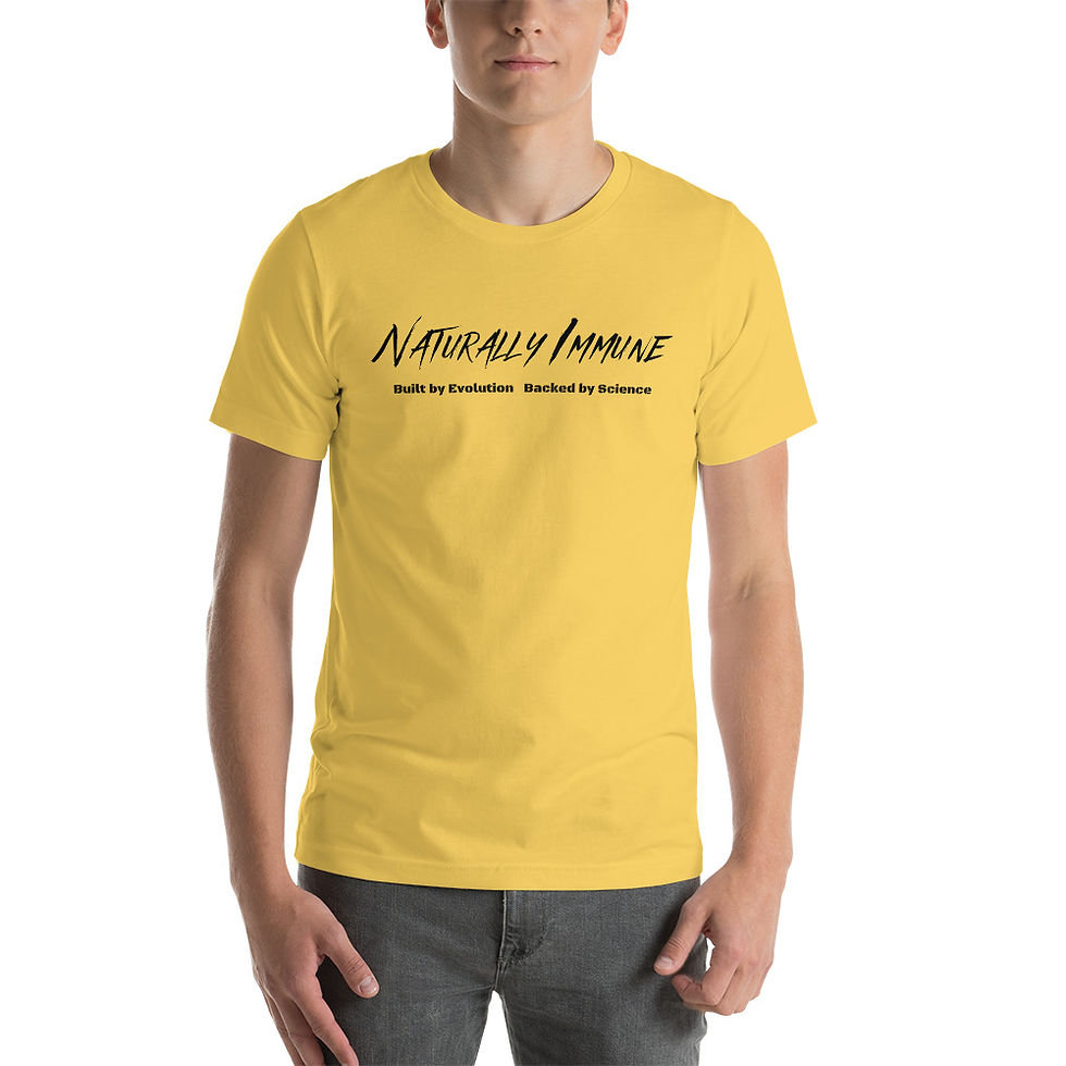 Thumbnail: Short-Sleeve Unisex T-Shirt -S/M - Naturally Immune Evolution Black Print