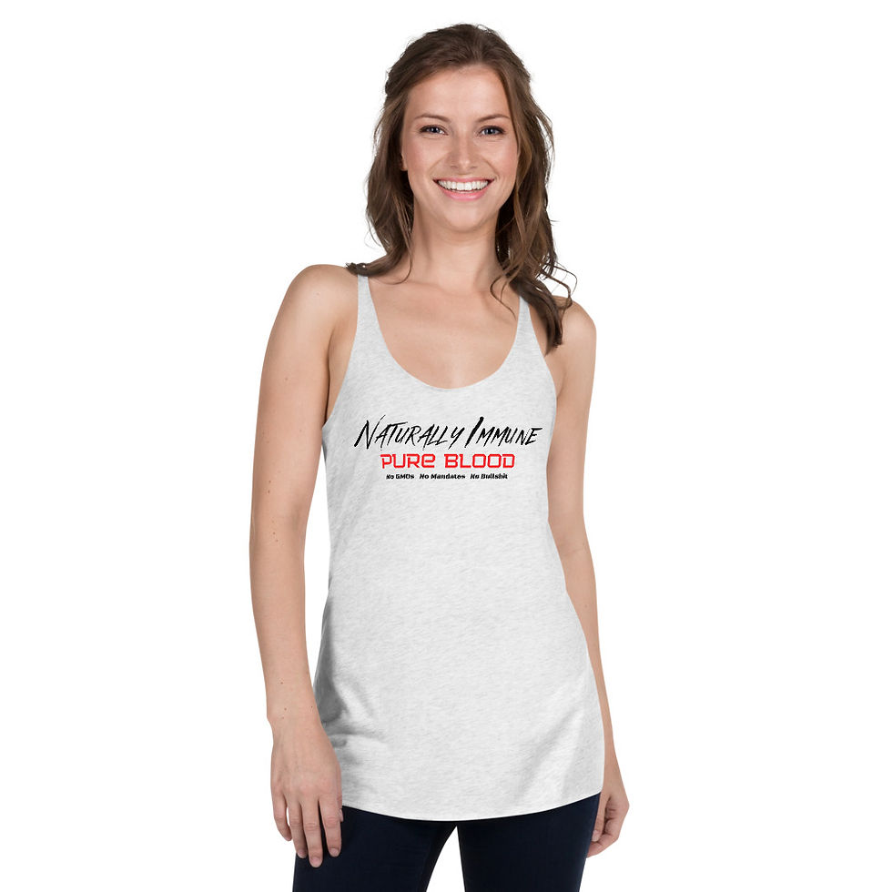 Thumbnail: Women's Racerback Tank - Naturally Immune Pure Blood black print