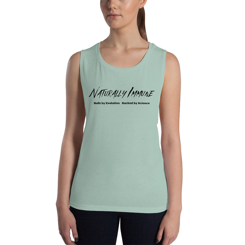Thumbnail: Ladies’ Muscle Tank - Naturally Immune Evolution Black Print