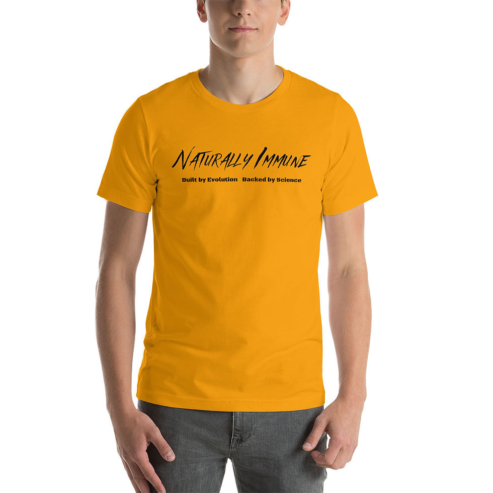 Thumbnail: Short-Sleeve Unisex T-Shirt -S/M - Naturally Immune Evolution Black Print