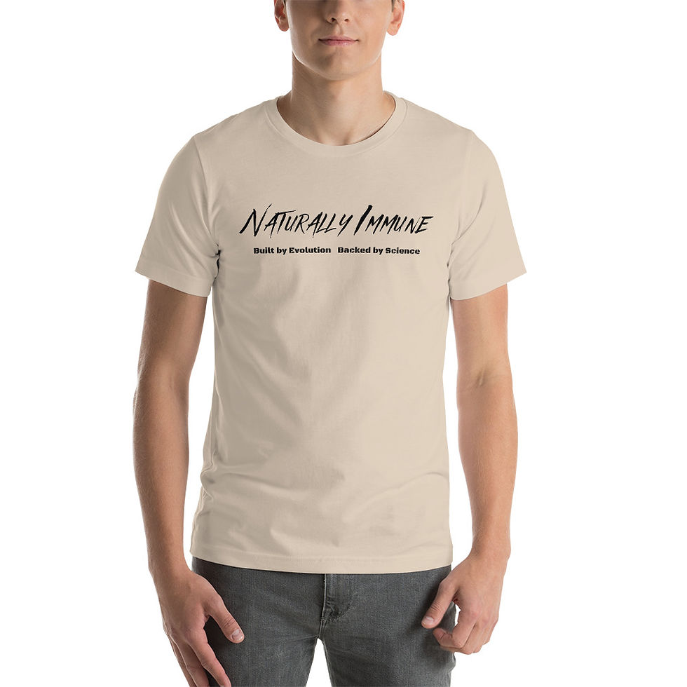 Thumbnail: Short-Sleeve Unisex T-Shirt -S/M - Naturally Immune Evolution Black Print