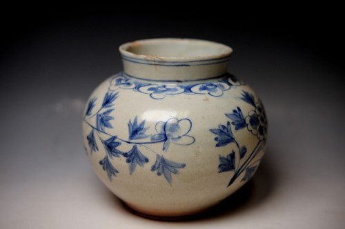 李朝 徳利 花瓶 染付 草花文 骨董 古玩 古美術 時代物 高15cm 李朝 徳利 花瓶 染付 草花文 骨董 古玩 古美術 時代物 高15cm