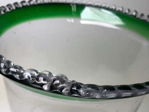 明治大正のガラス 大きな金魚鉢 みどりの縁 | 骨董品買取 古美術
