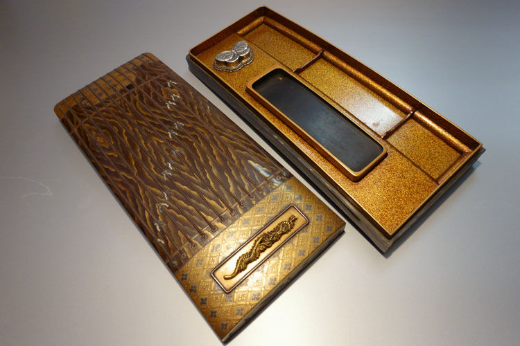 時代蒔絵 琴形硯箱