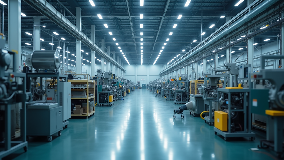 Wide angle view of a modern manufacturing facility