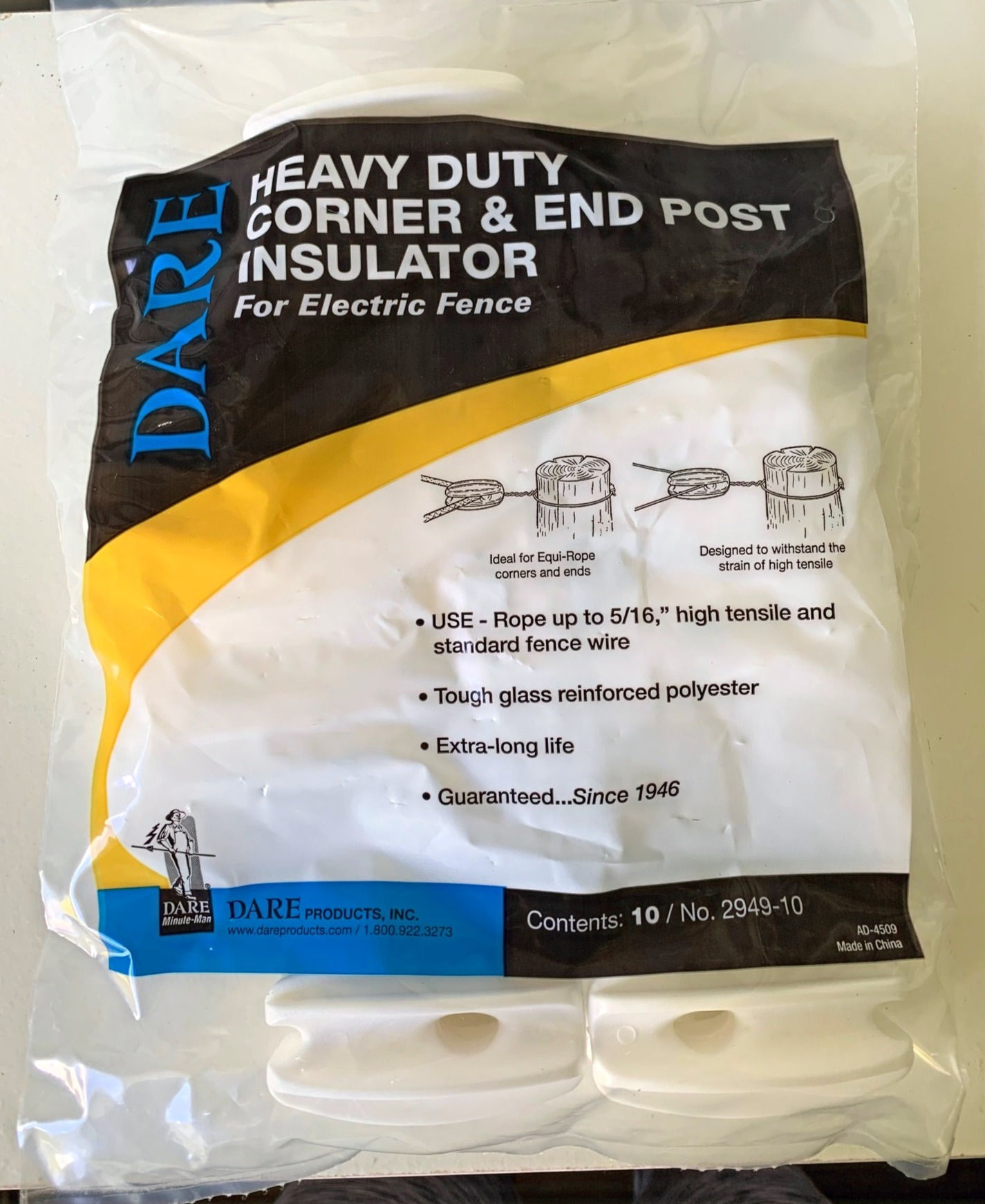 Corner & End Post Insulator White