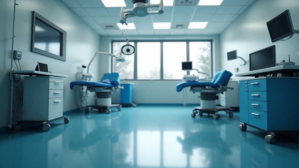 Eye-level view of a modern surgical center room with medical equipment