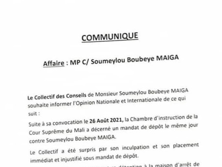 Le Collectif des Conseils pour la défense de Soumeylou Boubeye MAIGA #SMB communique !!