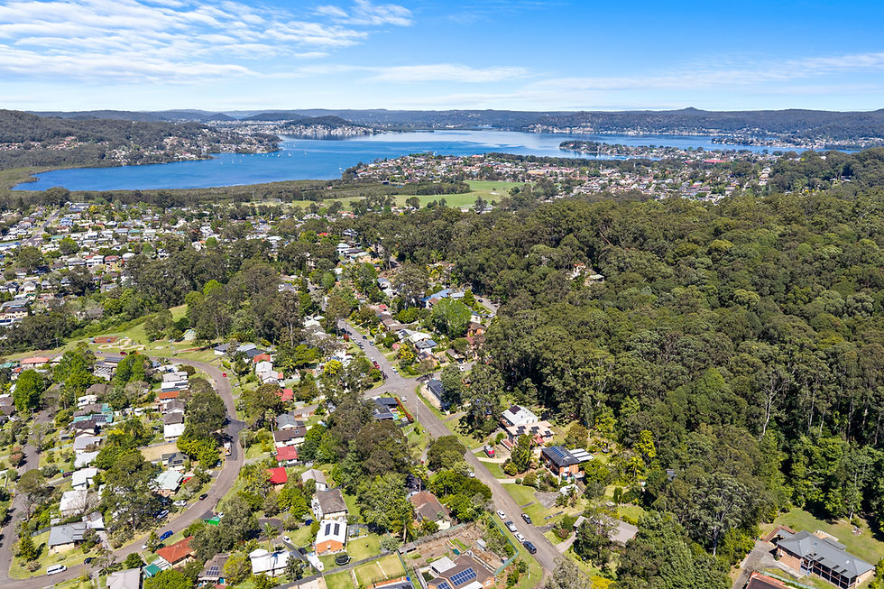 Aerial view of Springfield and surrounding Central Coast suburbs