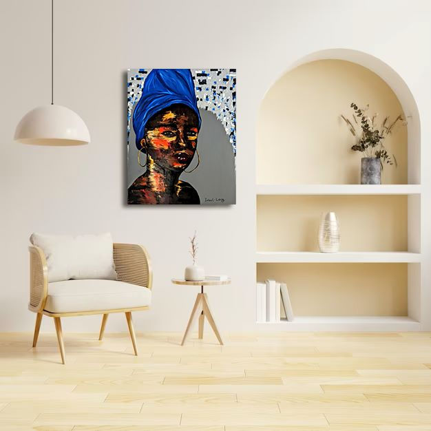 ציור של ענבל לוי ArtByInbal ציור צבעוני ומלא חיים המתאר את הנשמה השמחה של אישה אפריקאית.