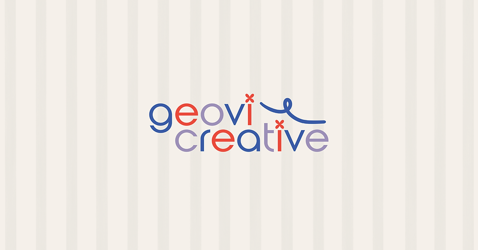 Minimalist striped beige background with Geovi Creative logo