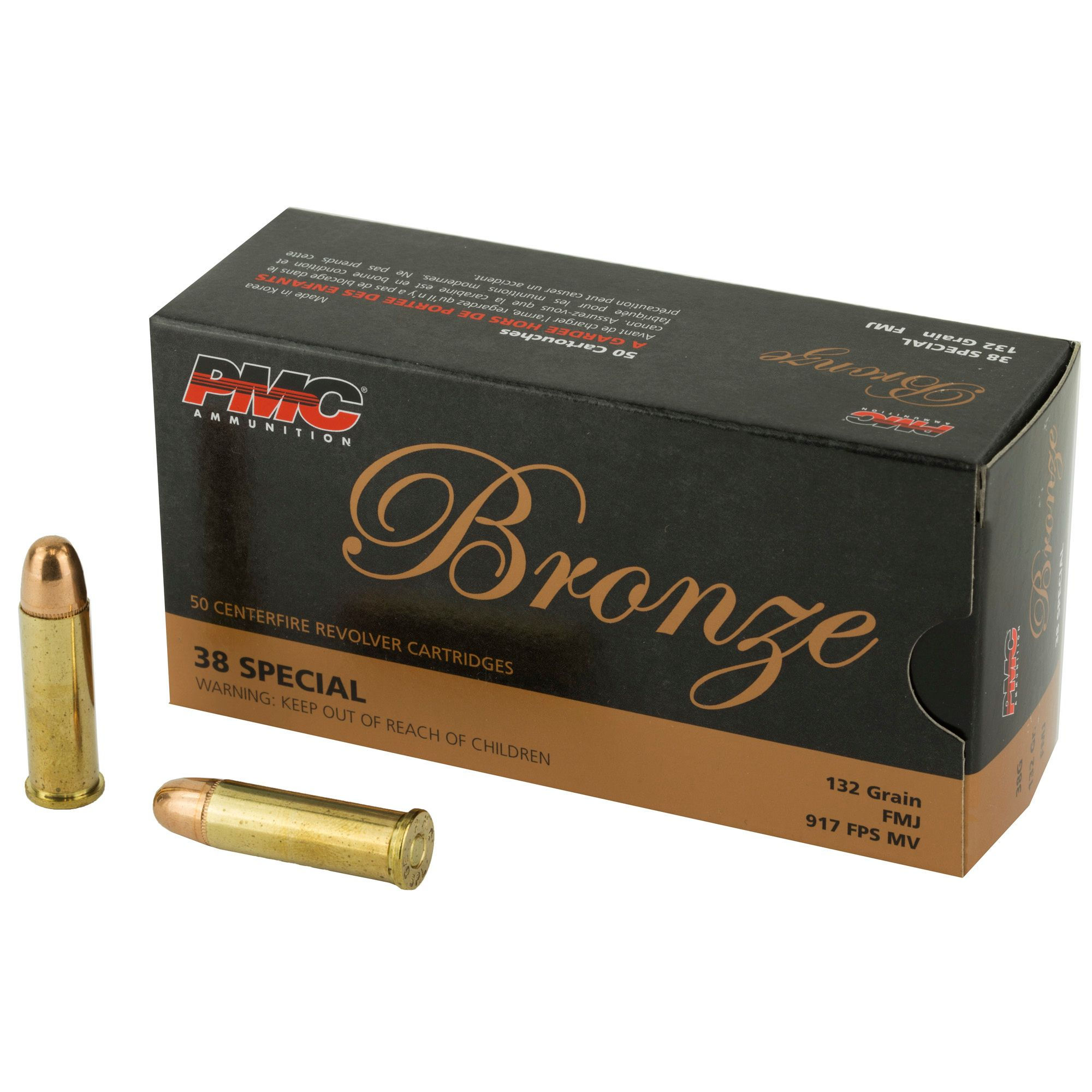 PMC BRONZE 38 SPECIAL 132 GR FMJ. 50 ROUNDS. CASH DISCOUNT PRICE - $24.36