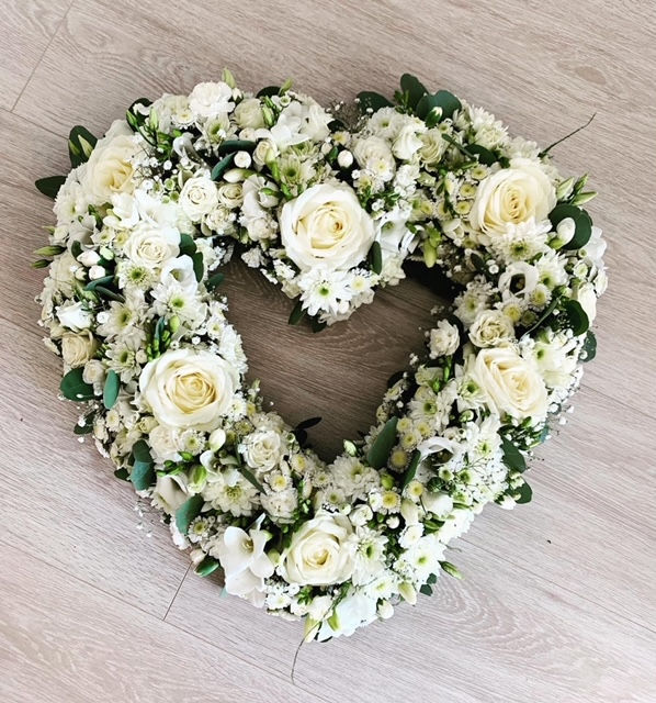 White Funeral Heart
