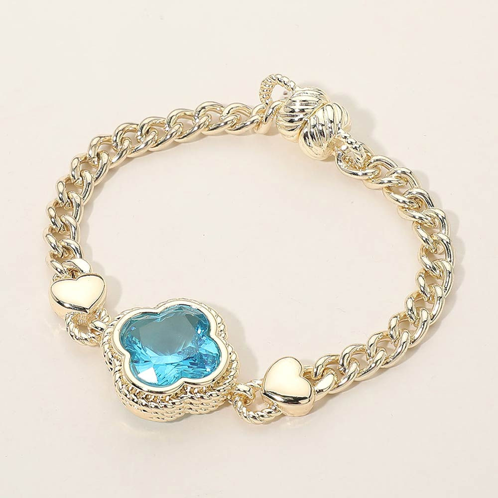 Chloe Gold Stone Clover Magnetic Bracelet