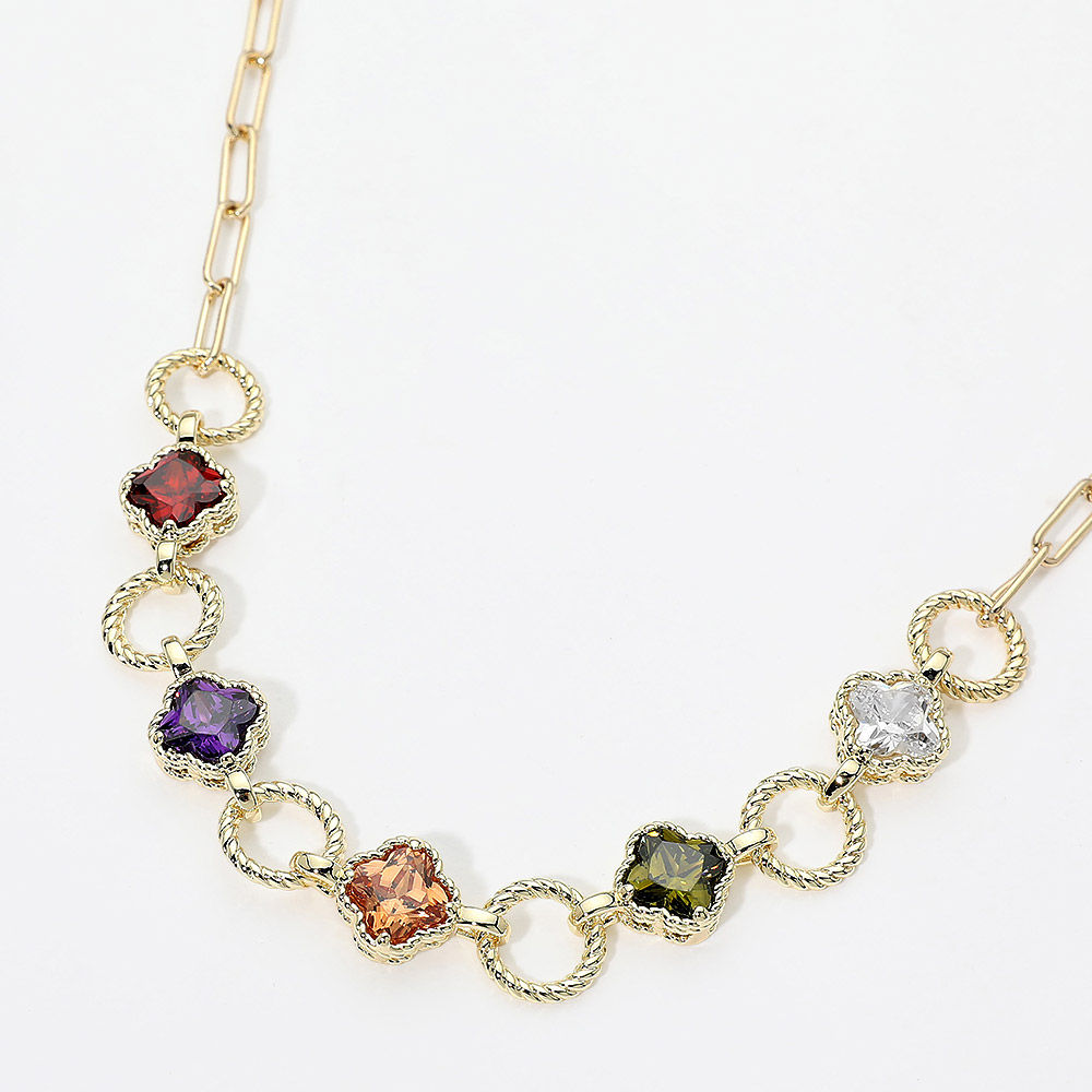 Reese Gold Paperclip Multi Charm Necklace