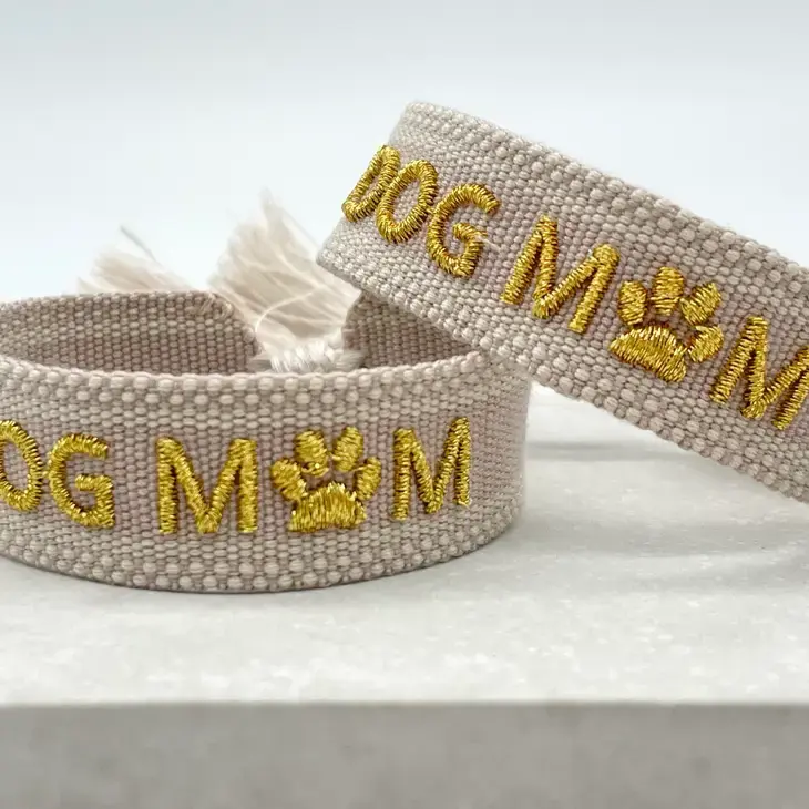 Miniatyrbild: DOG MOM uttalande armband vävt, broderat