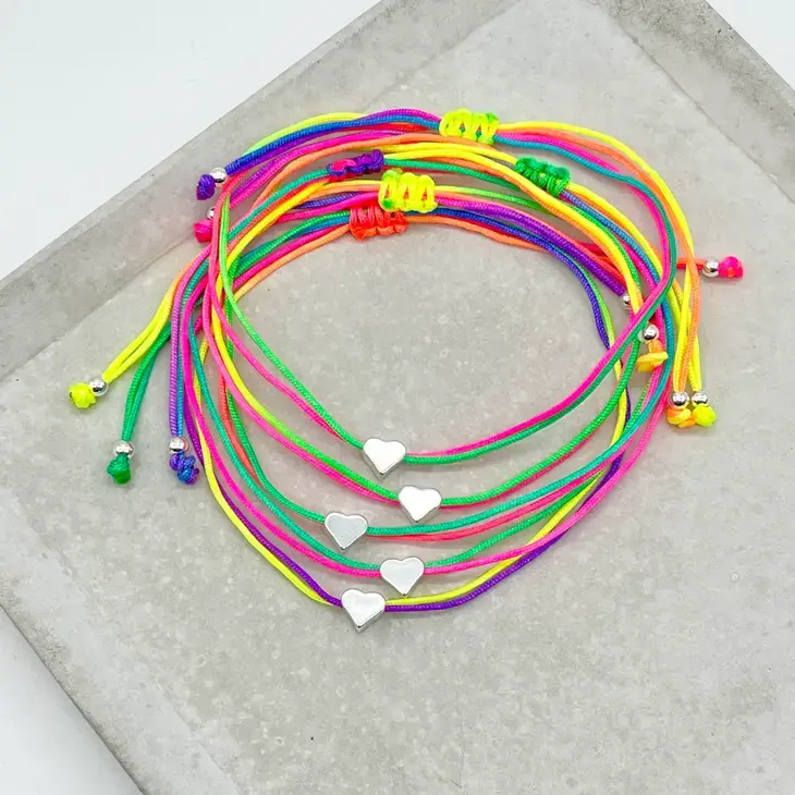 Miniatyrbild: MINI  HJÄRTA lyckoberlock minimalistisk neon flera armband