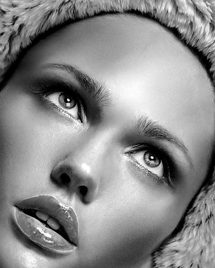 Model with Fur Hood