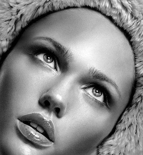Model with Fur Hood