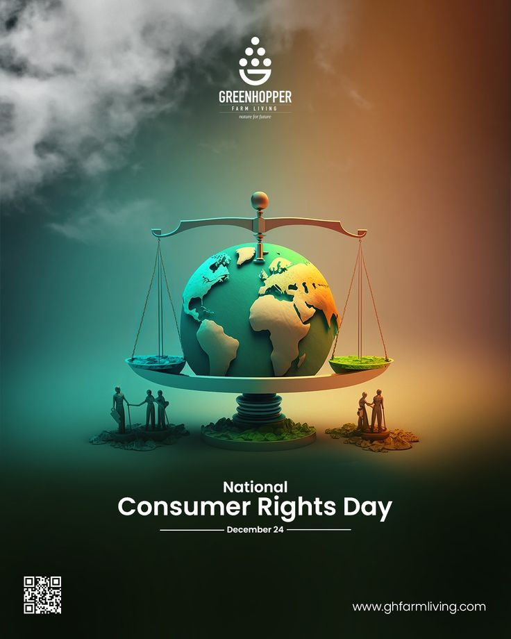 Celebrating National Consumer Rights Day on December 24, this impactful design by Greenhopper Farm Living emphasizes the balance of the world through consumer awareness and fairness.