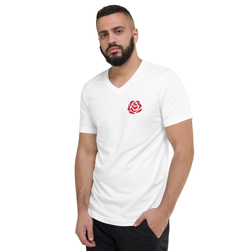 Thumbnail: Red Rose/LJ&G Unisex V-Neck Tee