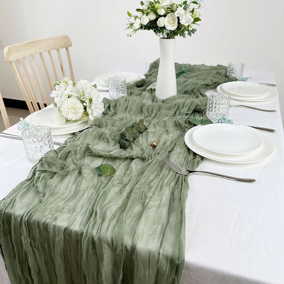 Miniatura: Semi-Sheer Gauze Table Runner Sage Cheesecloth Table Setting Dining  Vintage Wed