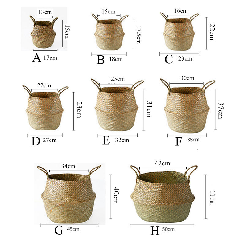 Miniatura: Zerolife Seaweed Wicker Basket Rattan Hanging Flower Pot Dirty Clothes Basket St