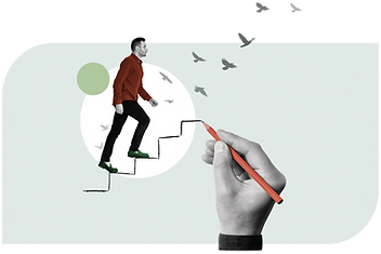 Illustration life coach / lebensberatung Bild mit Treppe