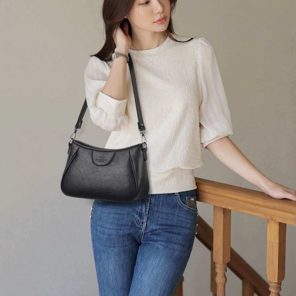 Thumbnail: High Quality Soft Leather Shoulder Bags for Women Luxury Designer Ladies Handbag