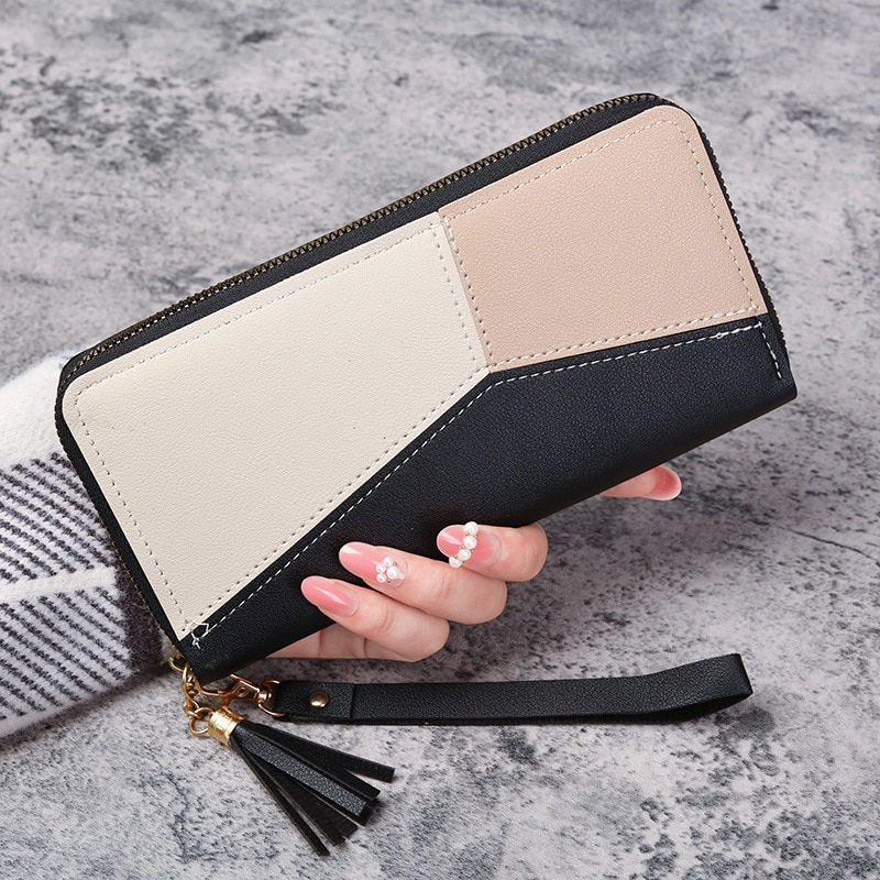 Fashion Zipper Wallets Womens Long Purses Handbags Coin Purse Cards Holder PU Le