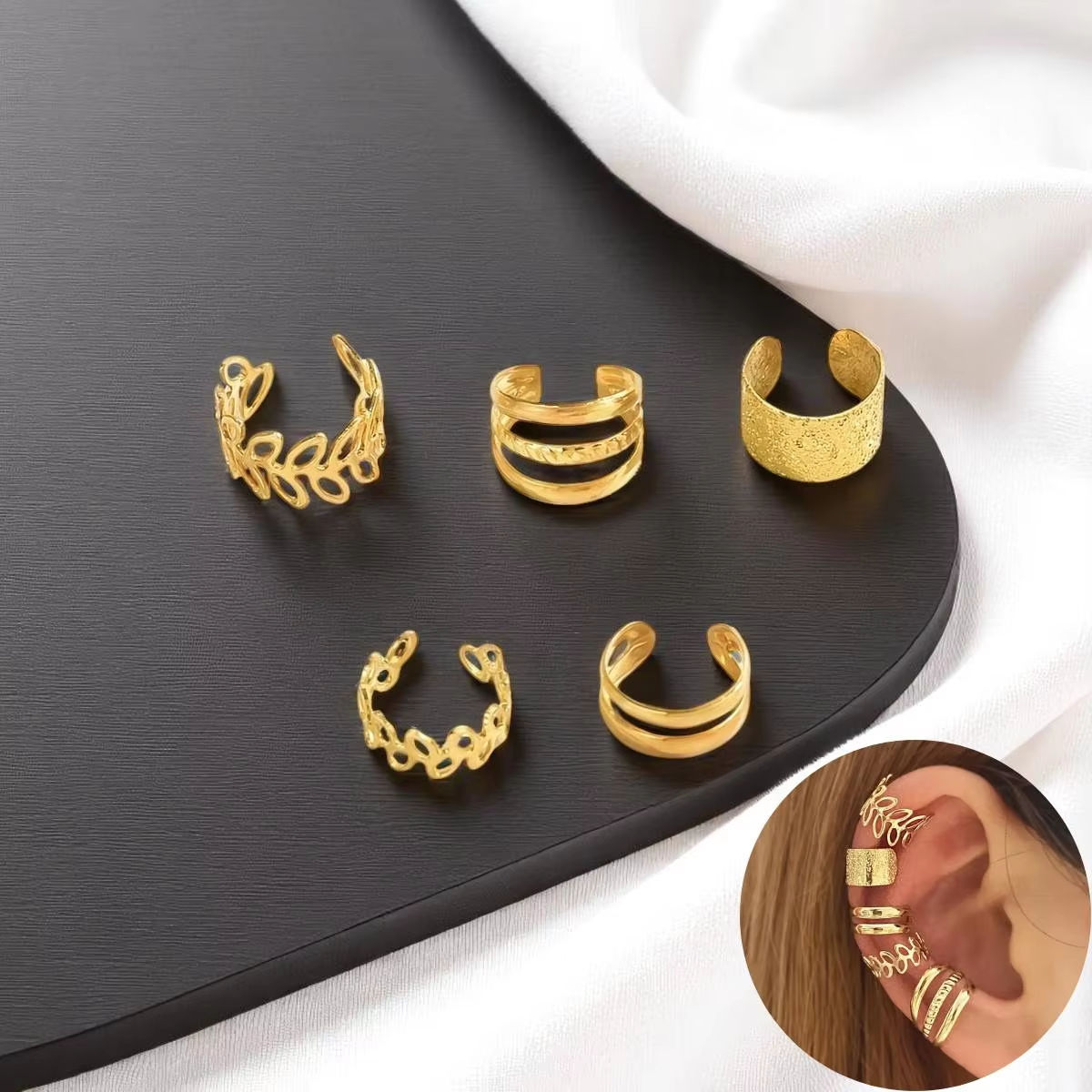 5pcs/set Trendy Elegant Design Ear Cuff Classic Elegant Style Women's No Piercin