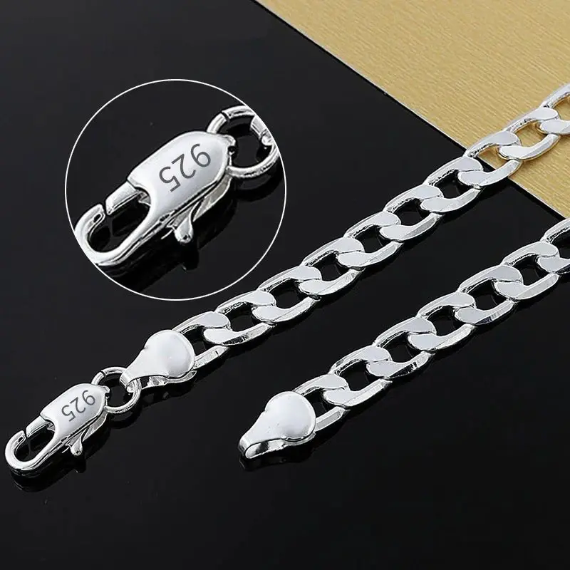 Thumbnail: 925 Sterling Silver Necklace For Men's women 16/18/20/22/24 Inches Classic 6MM C