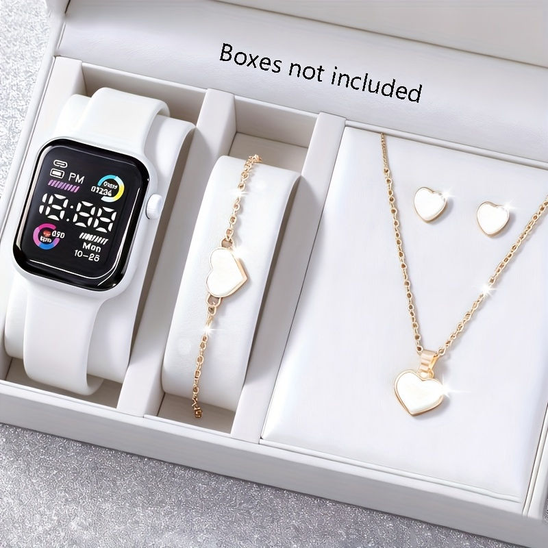 Thumbnail: 6-piece set of fashion electronic watch necklace earrings ring set for teenagers