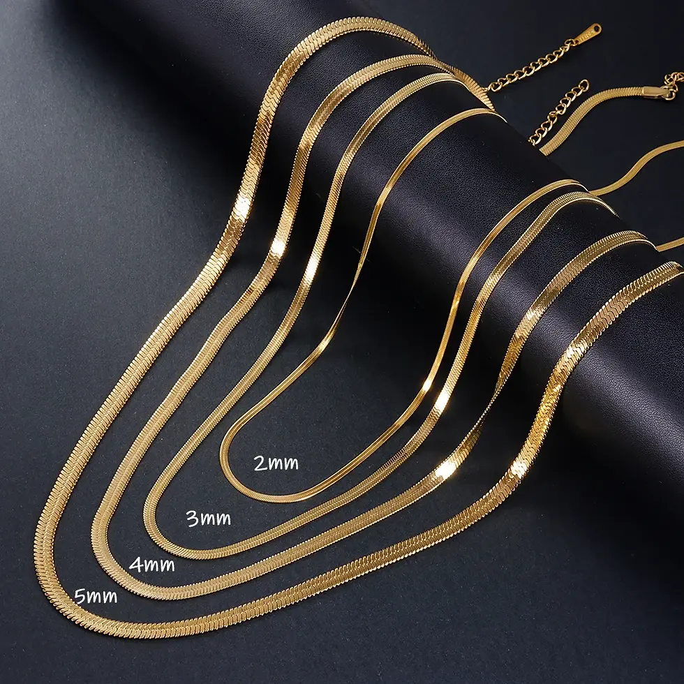 Thumbnail: 925 sterling silver Gold Snake Chain Necklace for Women Men Herringbone Choker N