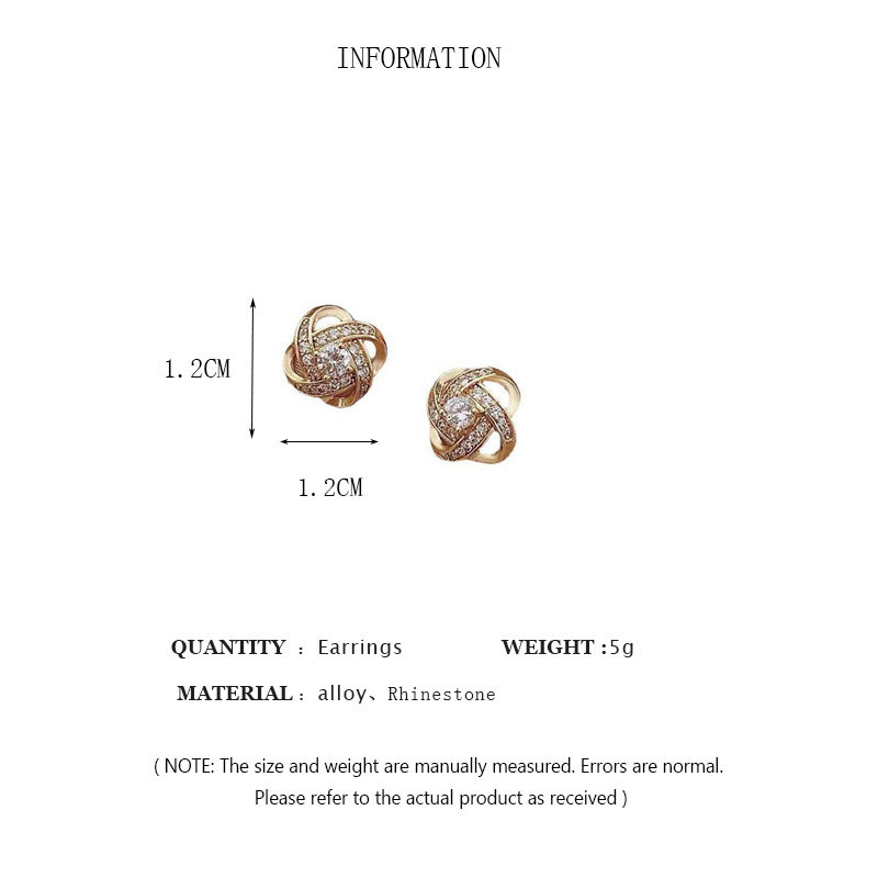 Thumbnail: Light Luxury Zircon Stud Earrings Simple Cross Hollow Geometric Earrings Wedding
