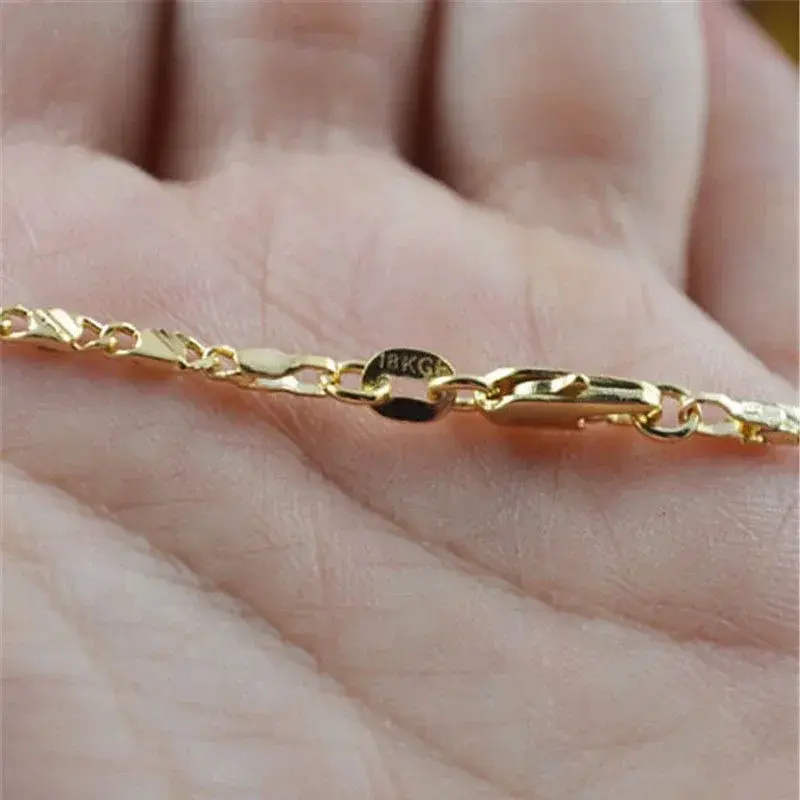 Thumbnail: Exquisite Fashion 18K Gold Color Filled Necklace For Women Men Size 16-30 Inch J