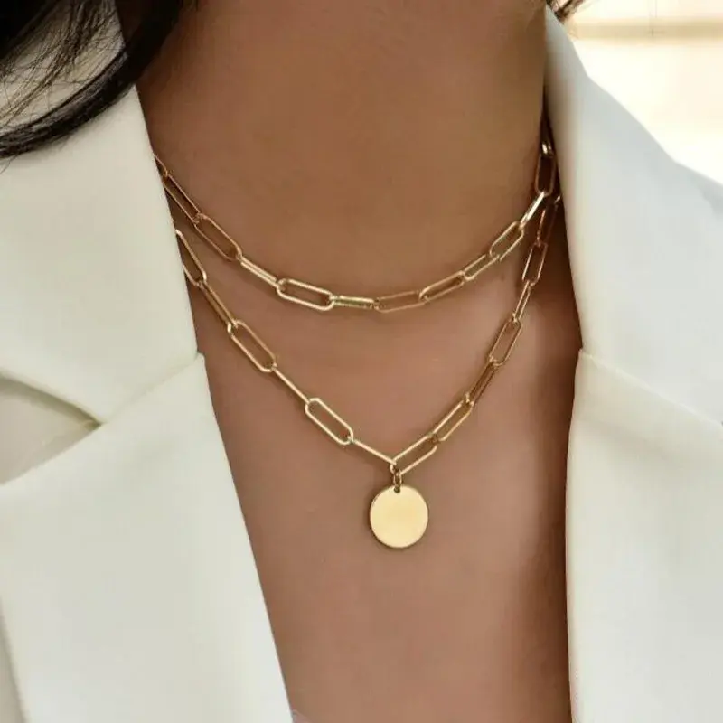 Thumbnail: 925 Sterling Silver Three-Layer Round Necklace Simple Snake Chain Charm Ball Cha
