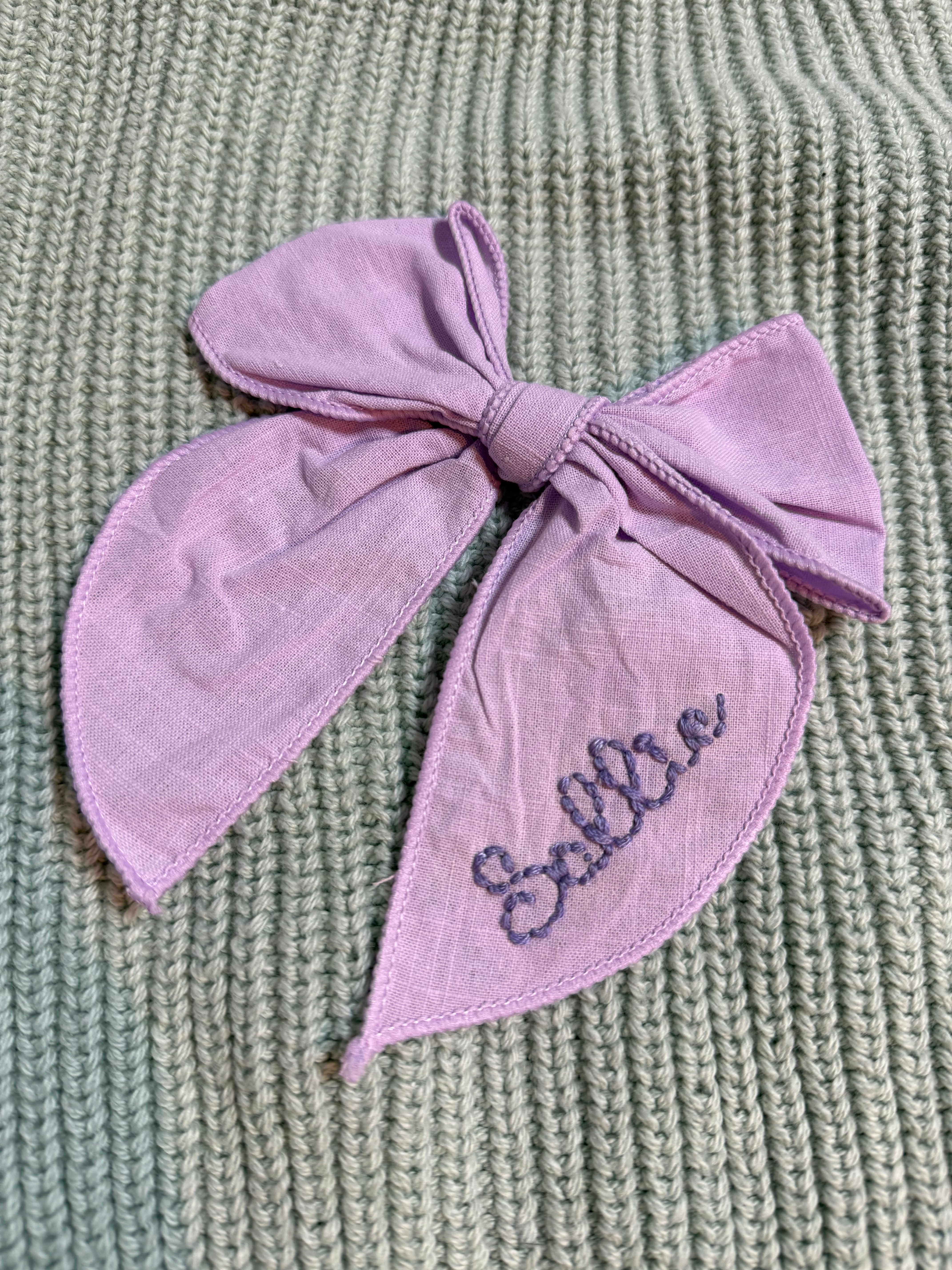 Hand Embroidered Name Bow