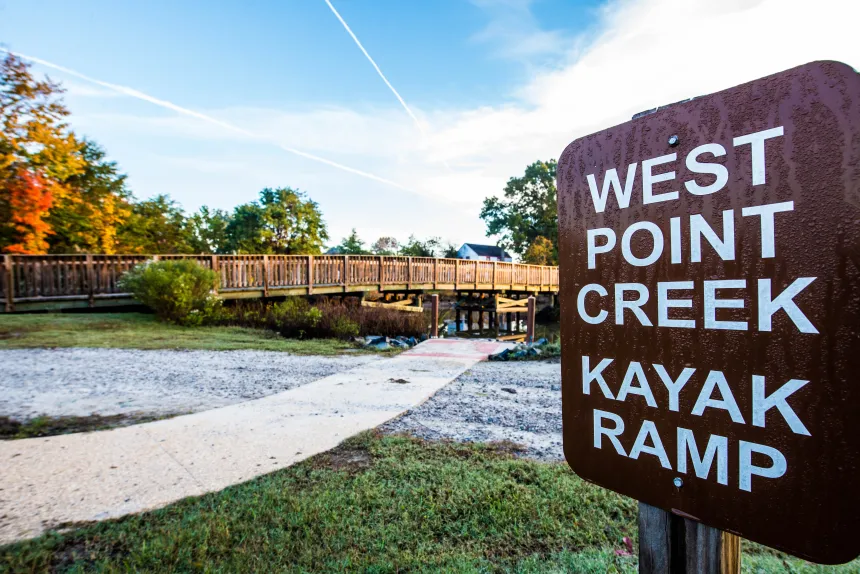 image of west point creek kayak ramp in the fall