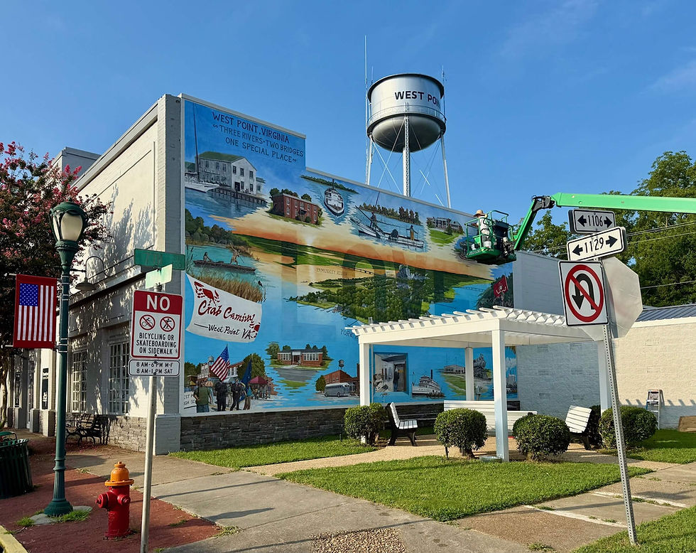 Large mural on a brick wall
