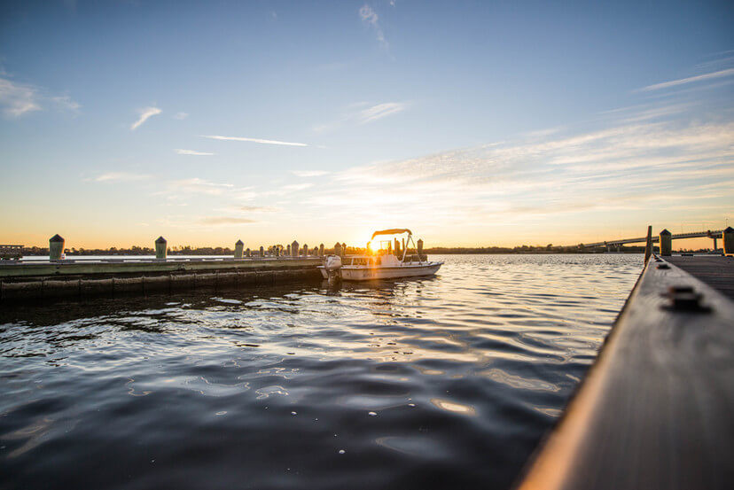 boat in water at a marina