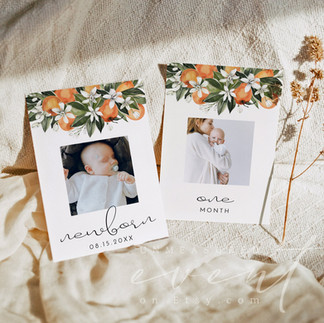 CALLIOPE Little Cutie orange DIY printable 1st birthday photo milestone banner from Unmeasured Events