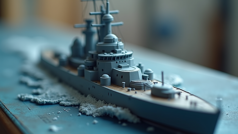 Close-up view of detailed 3D printed naval model accessory