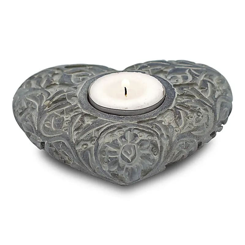 Brûle encens coeur pierre ollaire grise
