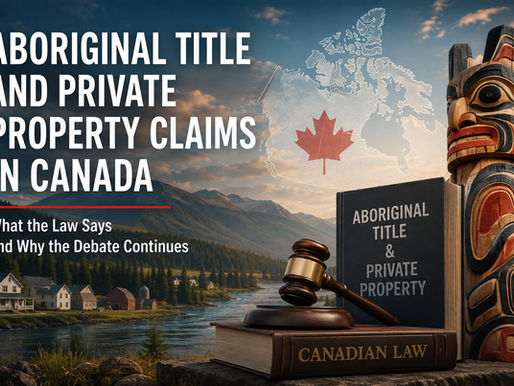 Poster about Aboriginal title and private property claims in Canada.